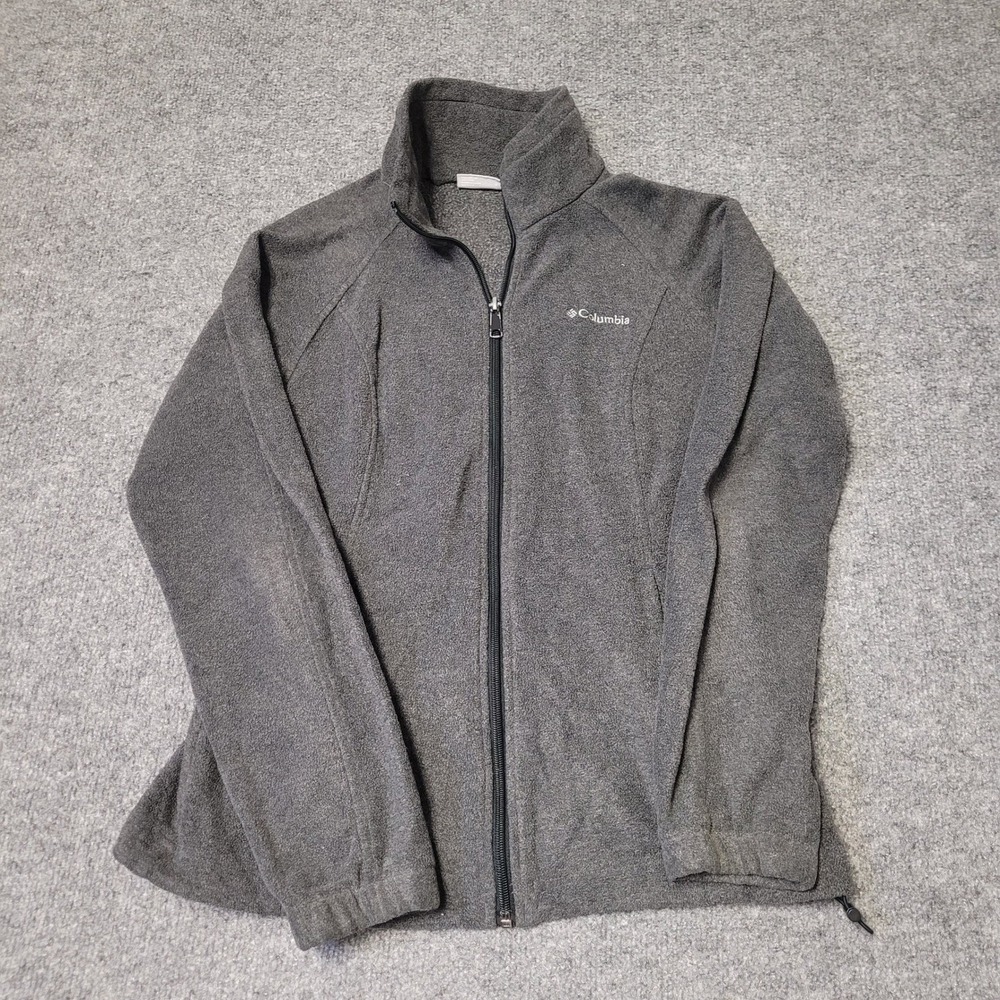 Columbia Fleece Jacket Womens Size S Grey Full Zip Mock Neck Outdoor Casual